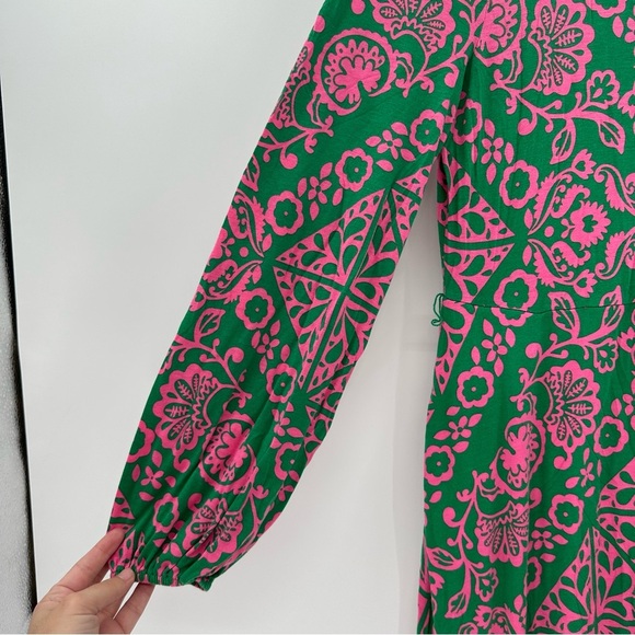 BODEN Women's Placement Print Jersey Dress Green Mosaic Terrace Size 10 - Picture 5 of 7